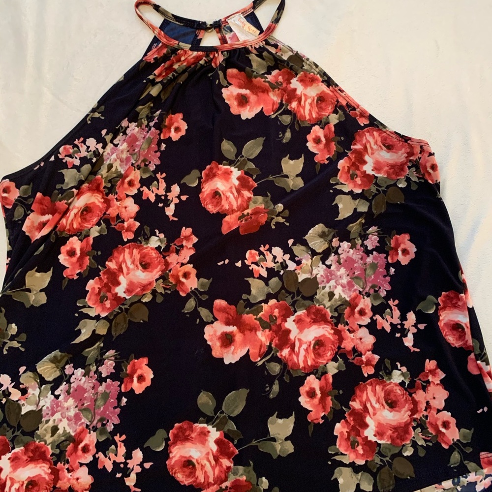 Floral high neck tank